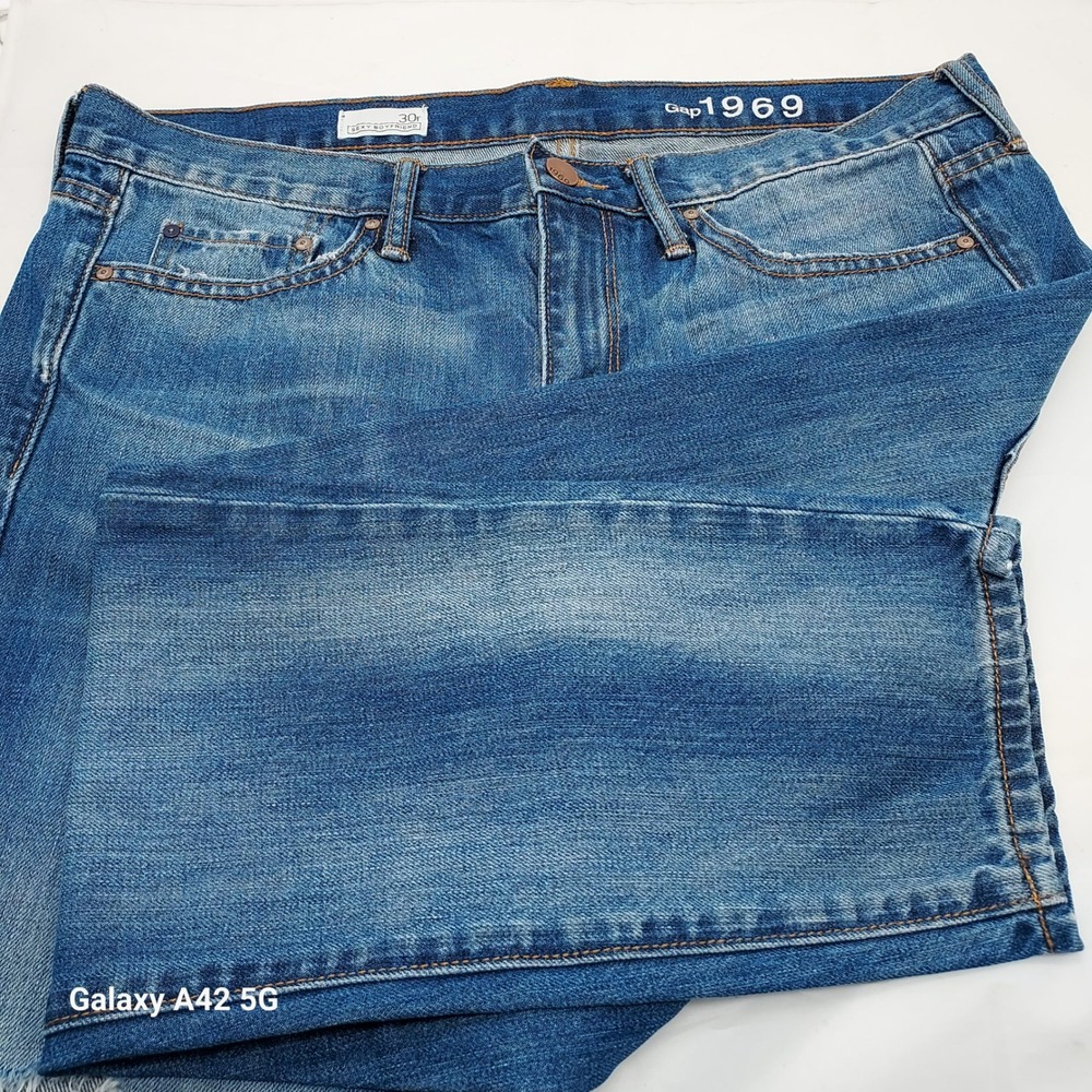 Gap 1969 Sexy Boyfriend Jeans Womens 30R Medium Wash Distressed 100% Cotton